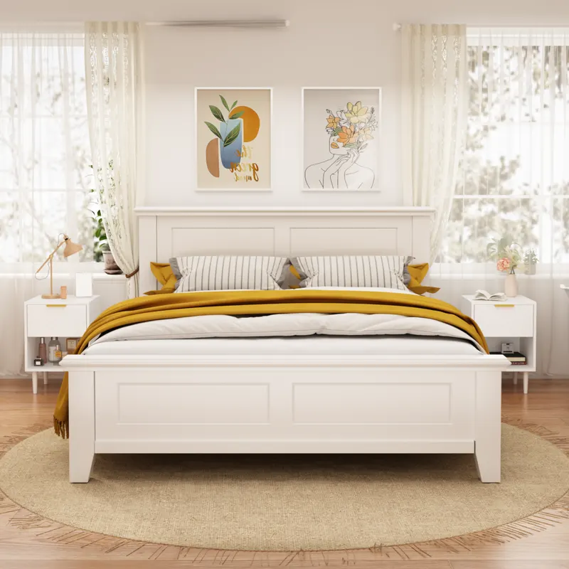 22.83'' H Modern White Nightstand with One Drawer and Open Shelf — photo 2