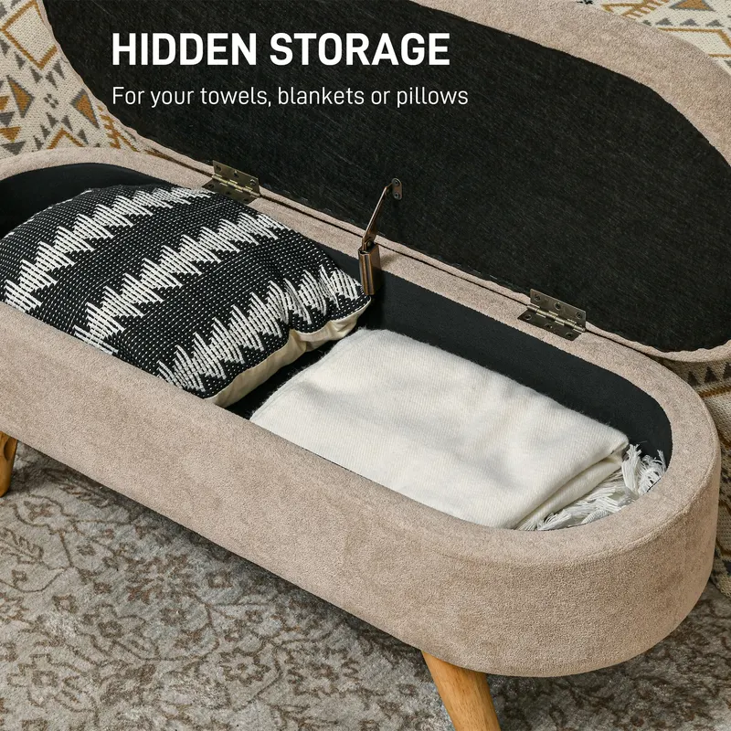 Storage Ottoman Bench — 43.3" Upholstered End of Bed Bench — photo 8