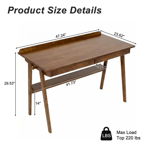 Solid Wood Writing Desk — Home Office Desk for Small Spaces — photo 7