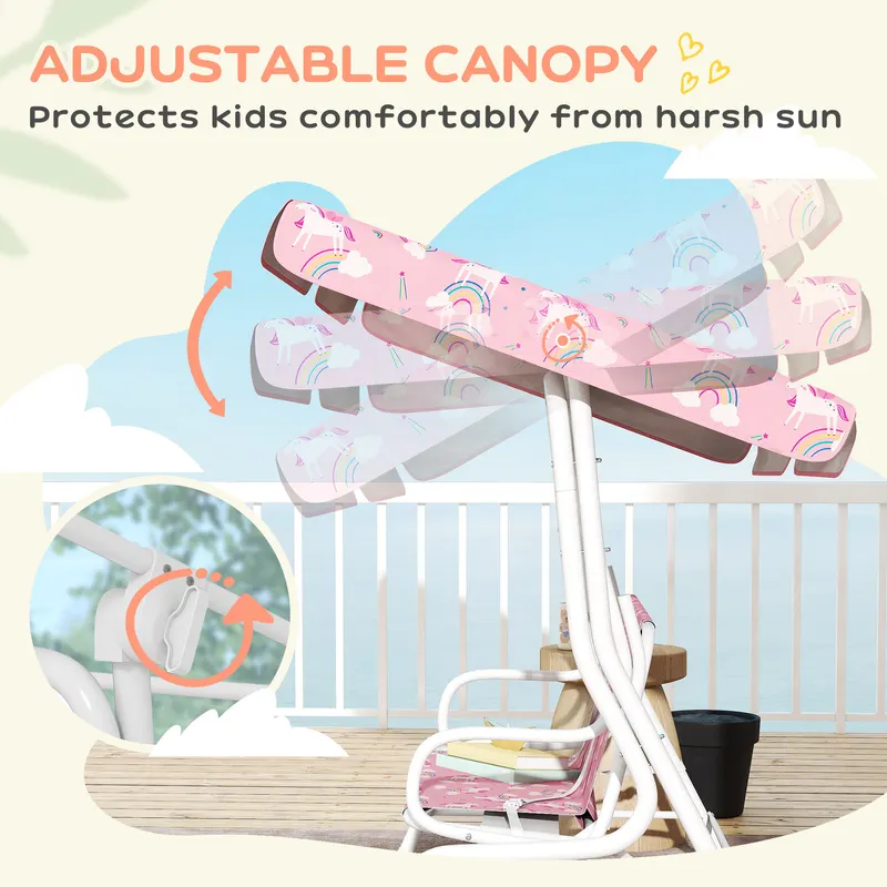 Kids Porch Swing — 2-Seater Patio Swing Bench with Safety Belts — photo 6