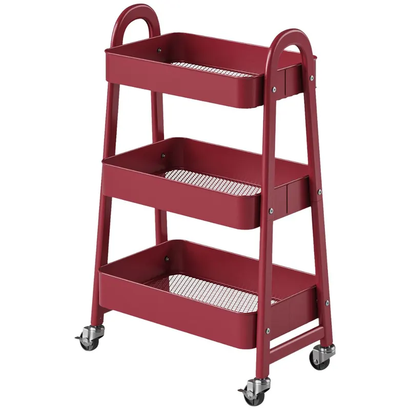 3-Tier Rolling Cart — Metal Utility Storage Cart — photo 3
