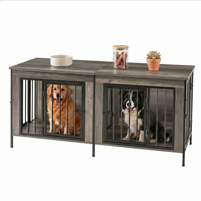 Double Dog Crate Furniture with Divider — photo 3