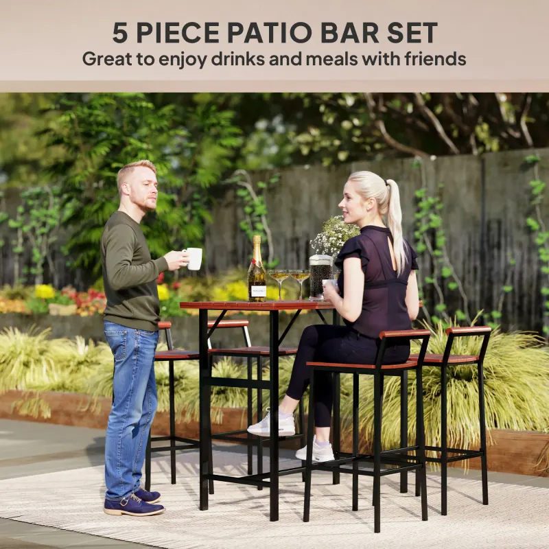 5 Piece Patio Bar Set with 47" Bar Height Table and 4 Bar Stools — photo 4