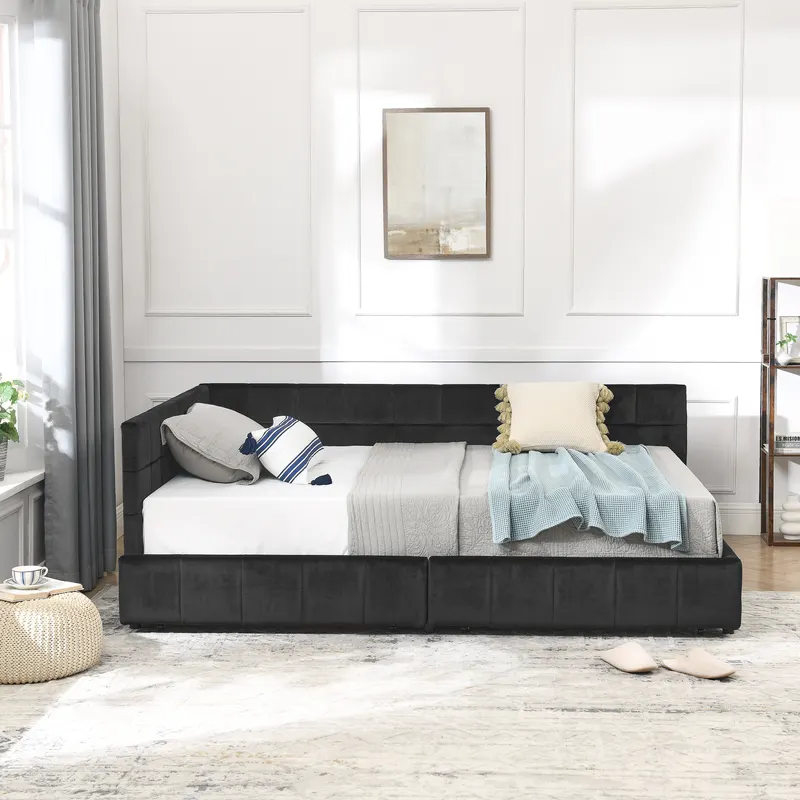 Full Size Storage Upholstered Tufted Bed Frame — photo 2