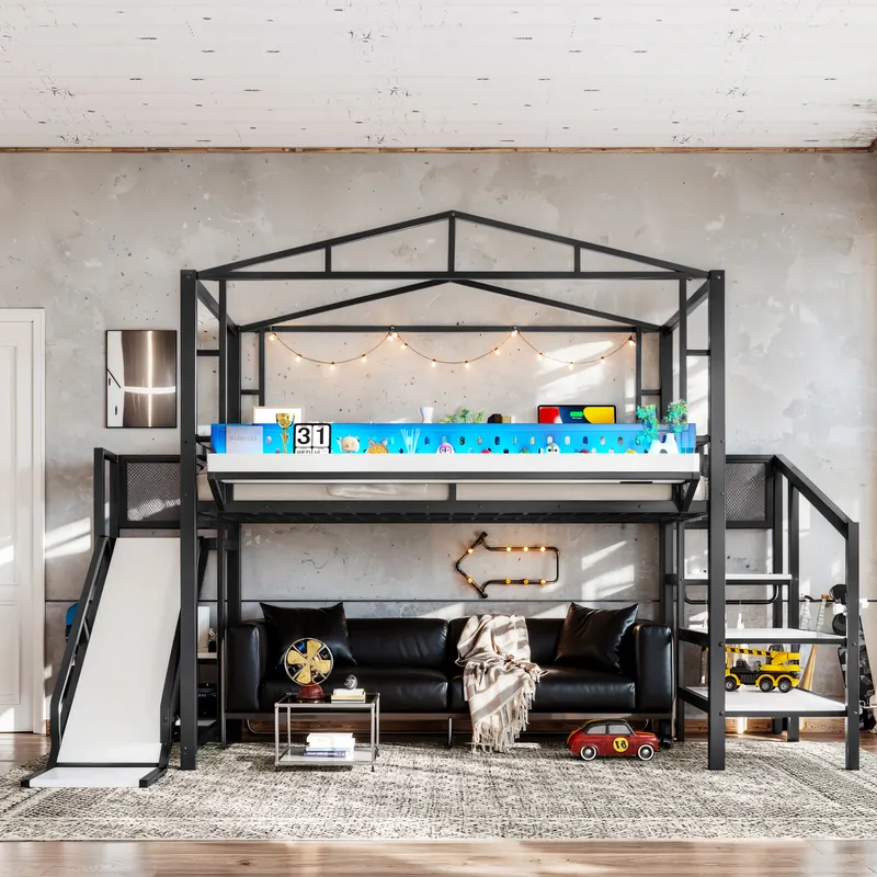 Full Size Loft Bed with Storage Stairs — photo 2