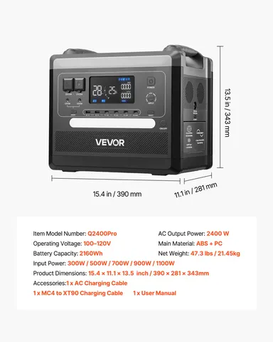 Portable Power Station β 2400W 2160Wh Power Station Solar