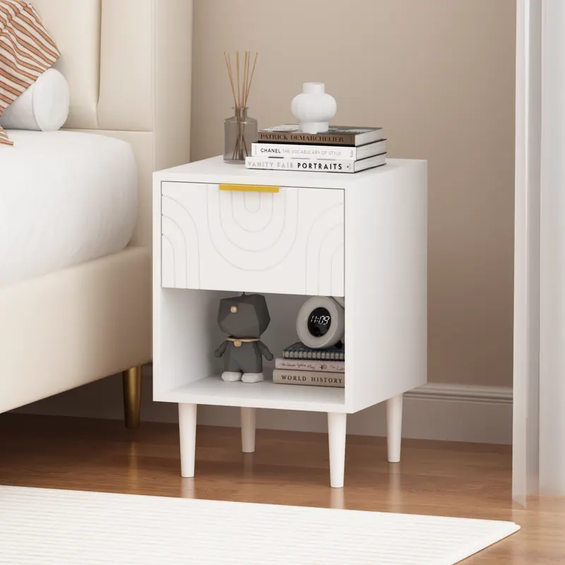 22.83'' H Modern White Nightstand with One Drawer and Open Shelf — photo 5