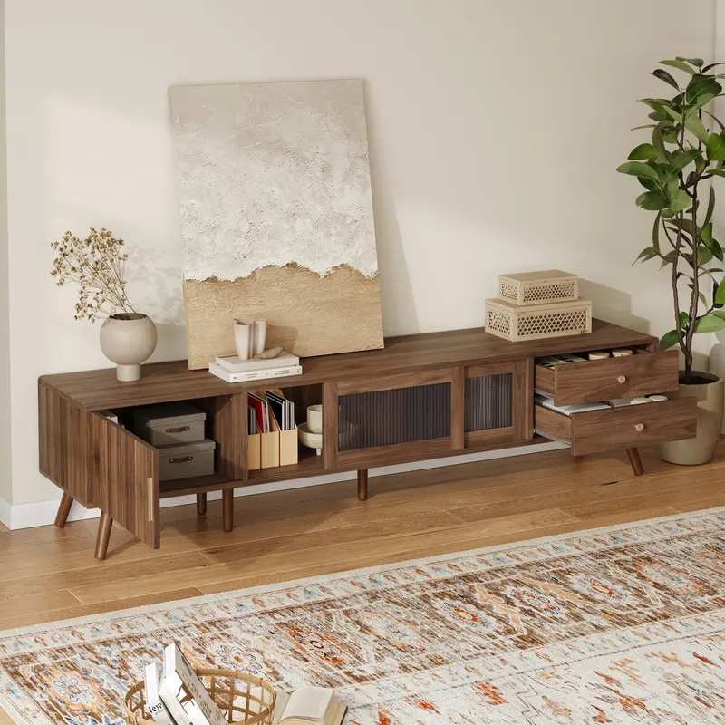 76 Modern Minimal Glass-doors TV Stand for TVs Up to 85 Inches β photo 6