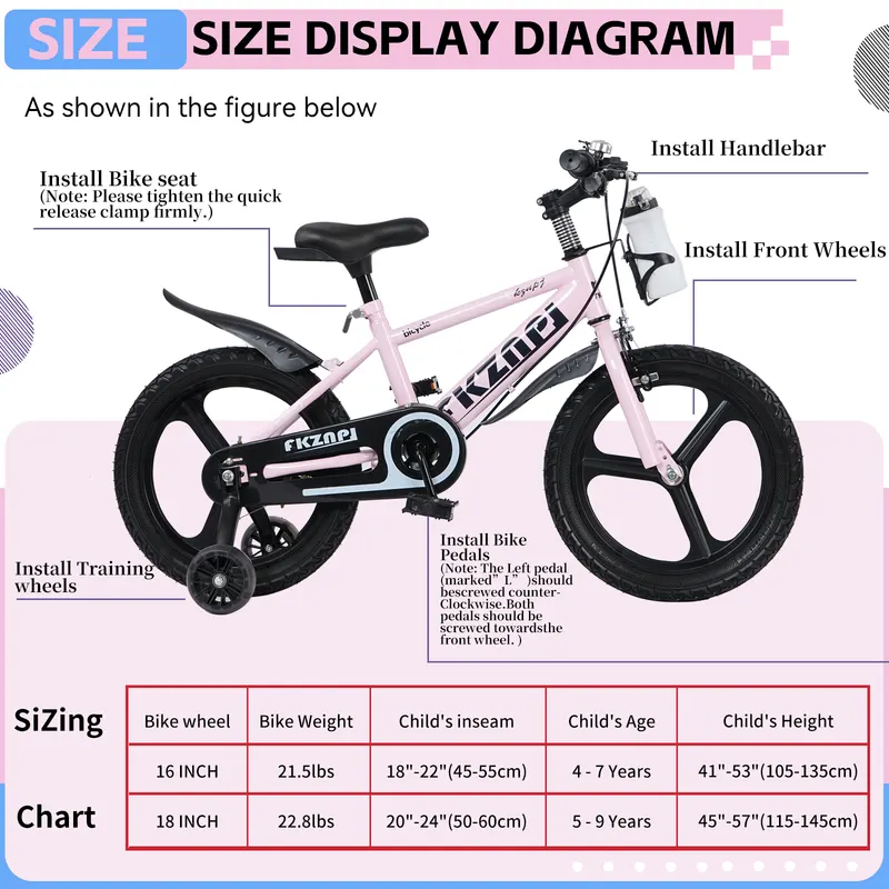 FKZNPJ Kids Bike 16 Inch High Carbon Steel Frame — photo 3