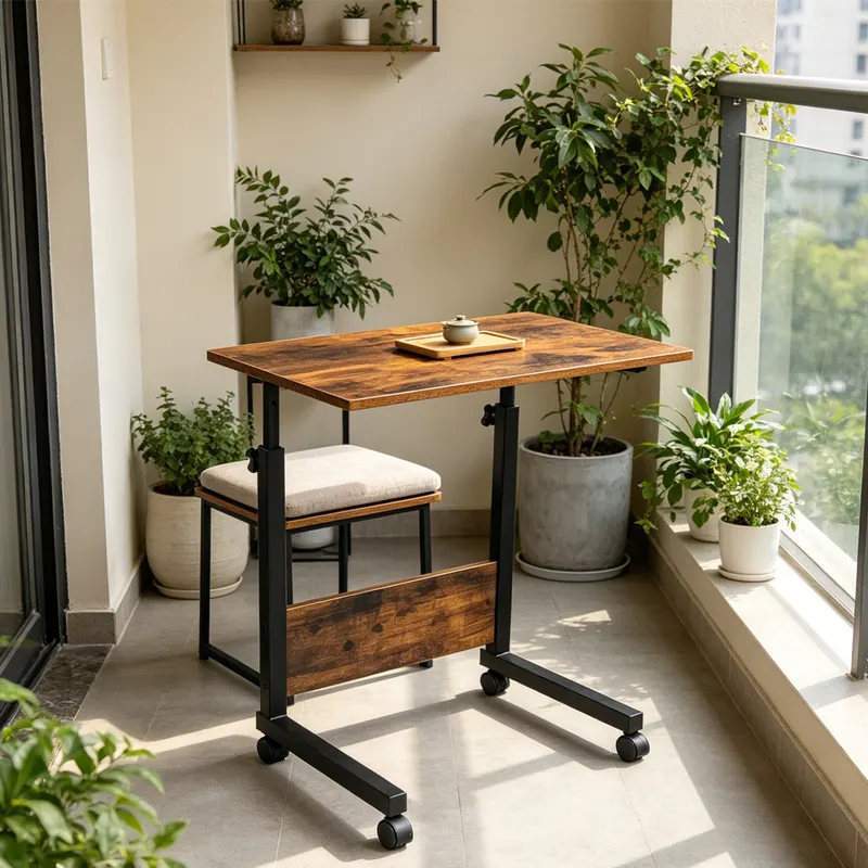 Adjustable Tray Table Rolling Sofa Side Snack Table with Wheels β photo 7