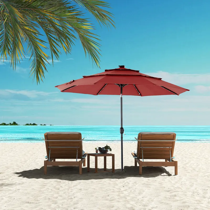 10FT 3-Tier Solar Patio Umbrella with 32 LED Lights β photo 8