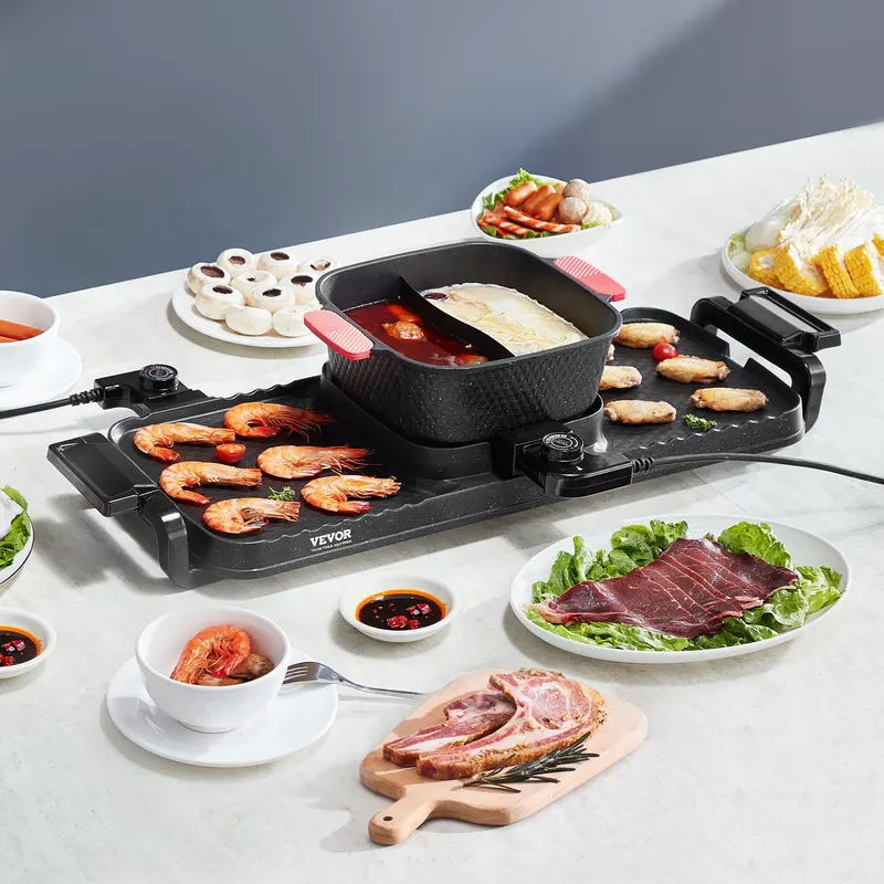 Hot Pot with Grill 2300W 2-in-1 Electric Smokeless BBQ Pan