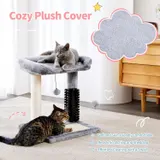 Small 4-in-1 Cat Tree Tower with Self-grooming Brush and Natural — photo 2