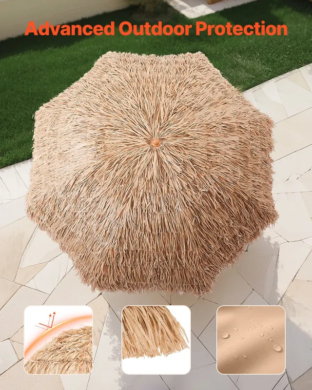 Tiki Umbrella Thatched Patio Umbrella 8 Ft Poolside Patio Beach β photo 6