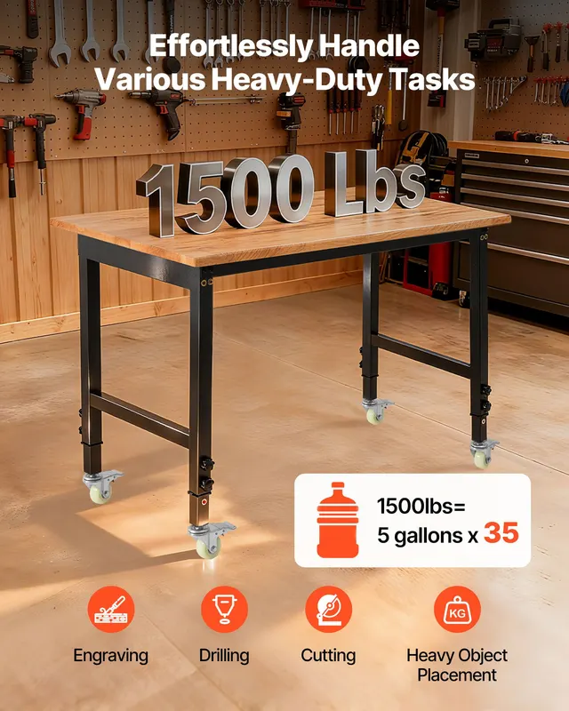 Adjustable Workbench on Wheels — photo 3