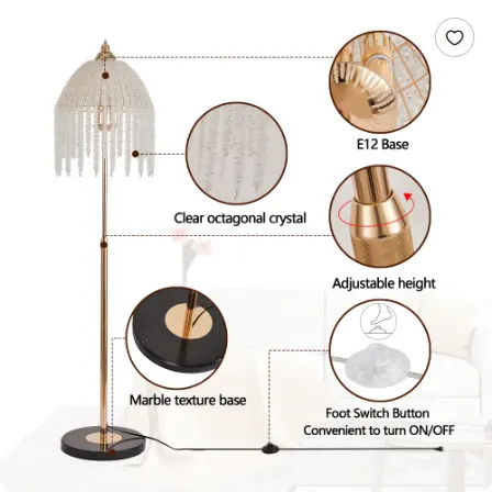 3-Light Elegant Crystal Floor Lamp Vintage Waterfall Design β photo 3