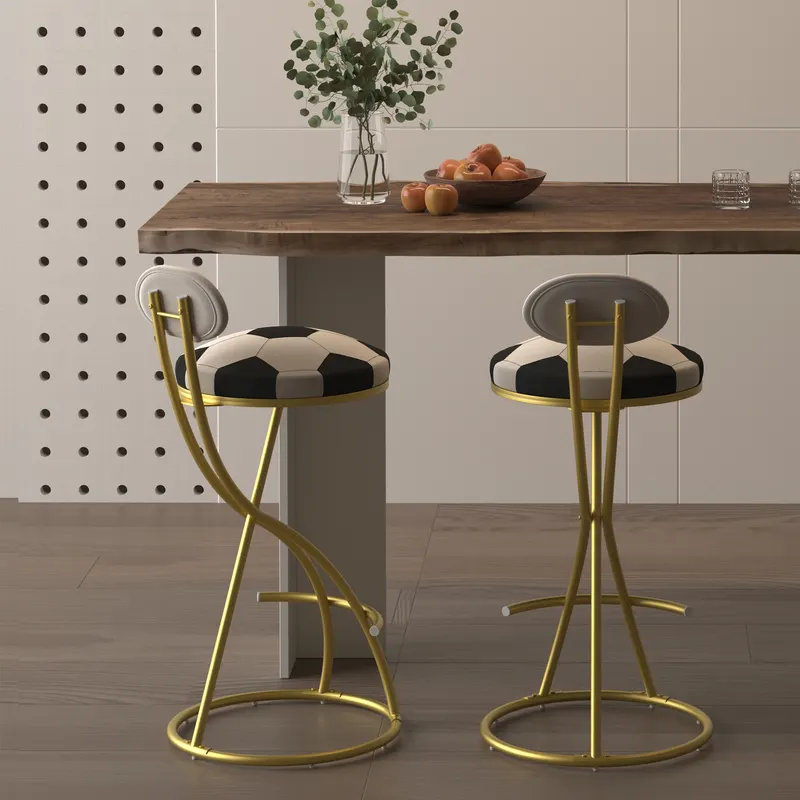 Football Print Bar Stools Set of 2 Upholstered Counter Height — photo 2