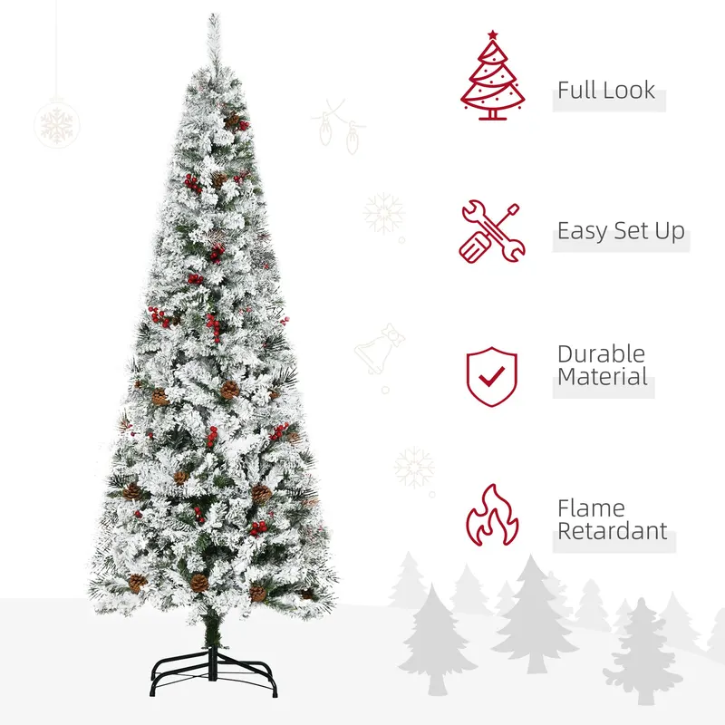 6 Foot Pencil Snow Flocked Artificial Christmas Tree with 600 — photo 5