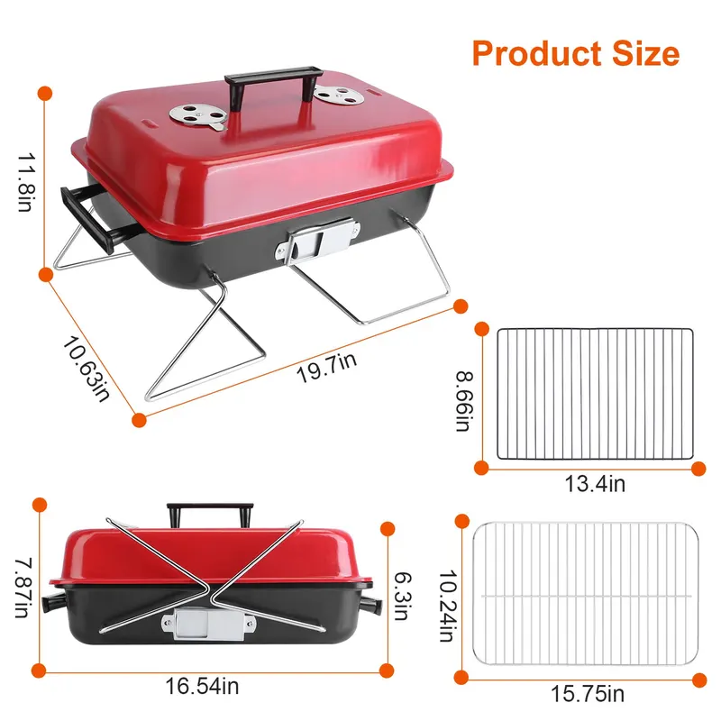 Portable Charcoal Grill Outdoor Tabletop Grill Small Barbecue β photo 6