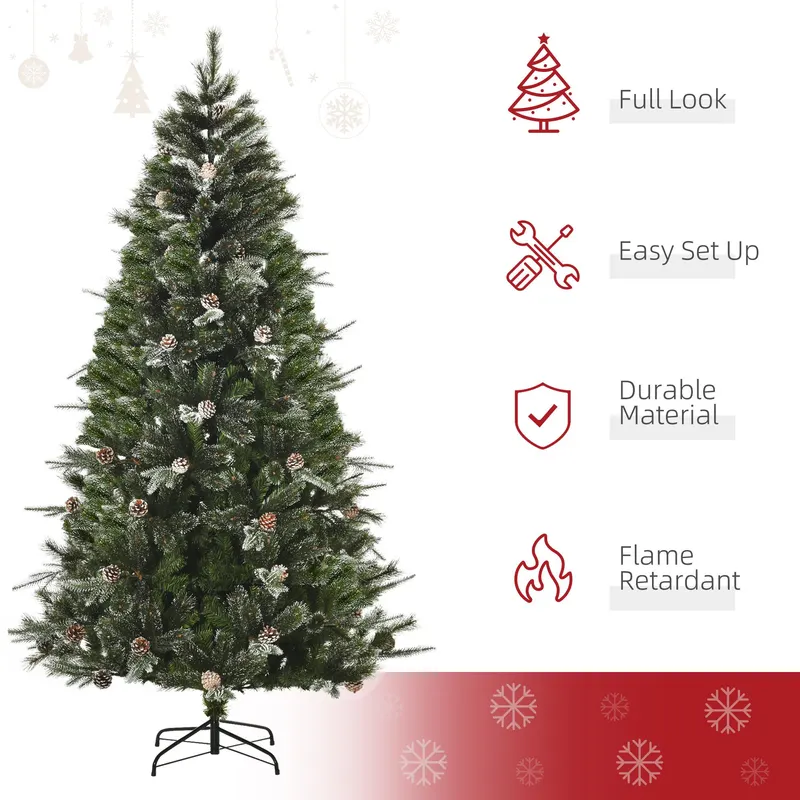 HOMCM 7FT Artificial Christmas Snow Pine Tree Holiday Home Xmas — photo 5