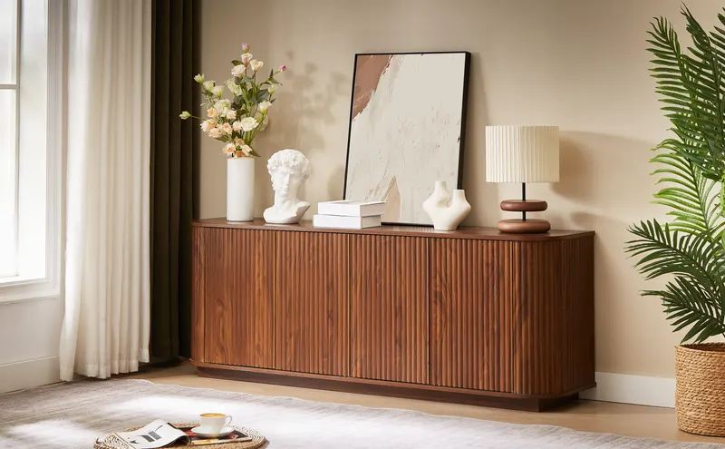 Sideboard Storage Cabinet TV Stand with Wave Pattern Buffet β photo 4