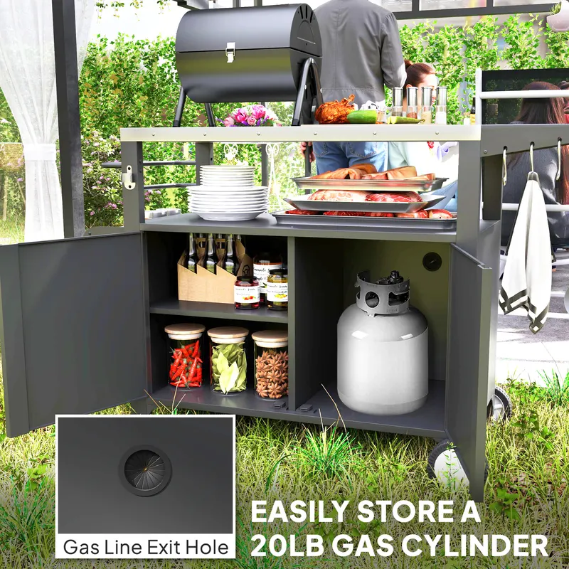 Outdoor Grill Cart Table with Stainless Steel Top — photo 7