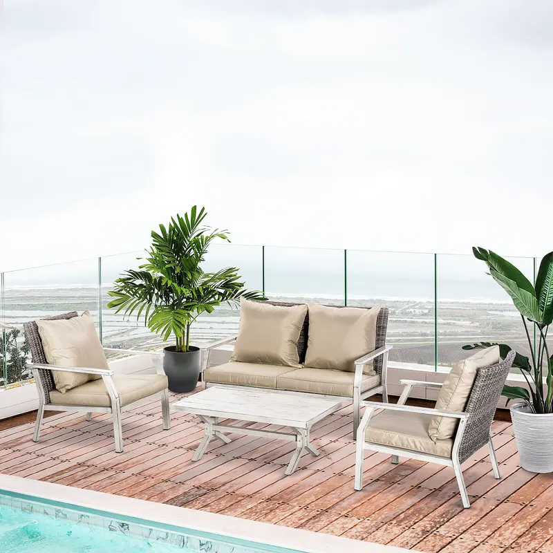 4 Pieces Patio Furniture Set with Cushions — photo 2