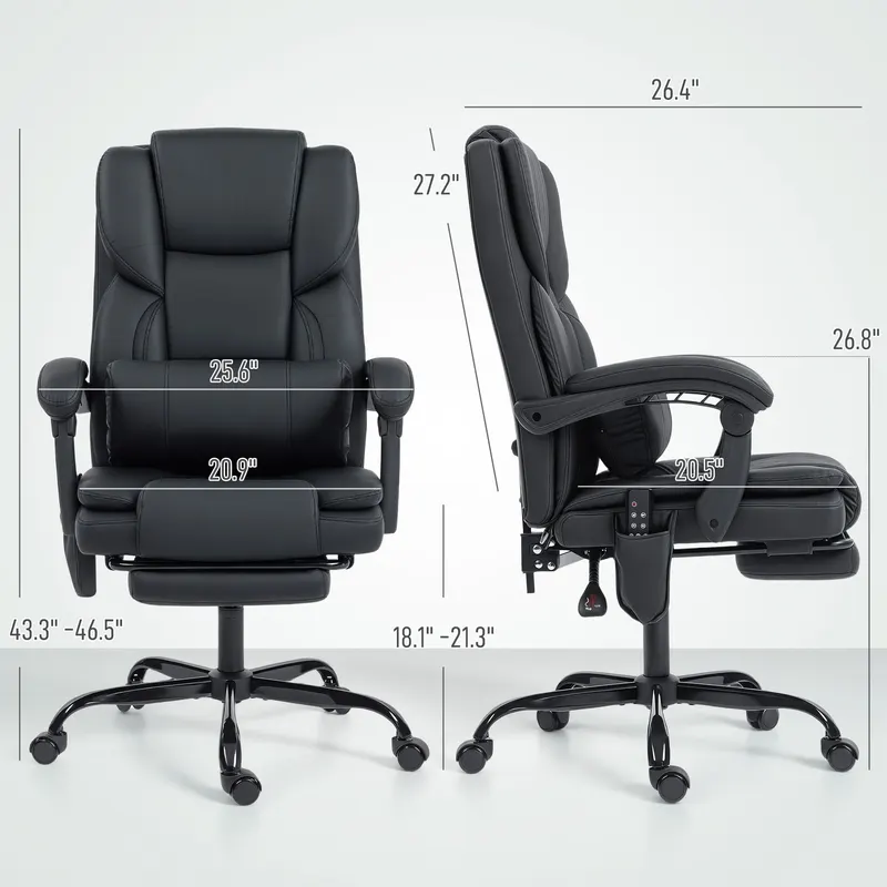 Office Chair with Massage β Pet-friendly Faux Leather Reclining β photo 6