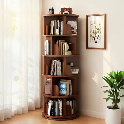 5 Tier Rotating Bookshelf β 360 Display Round Spinning Bookshelf