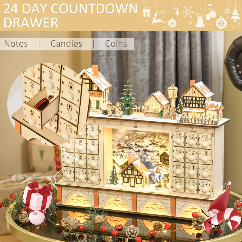 Christmas Advent Calendar — Light Up Table Xmas Wooden Store — photo 4