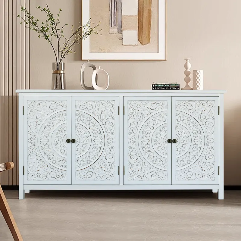 60 White Accent Cabinet with 4 Doors — photo 5