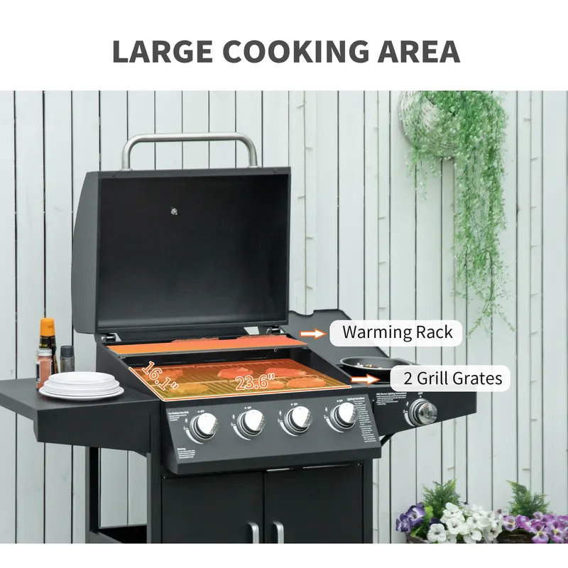 52" Barbecue Grill with Wheels 4+1 Burner Liquid Propane Gas β photo 4