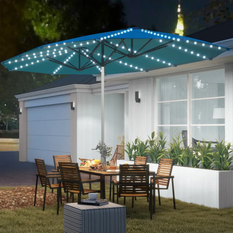 15ft Double-sided Outdoor Umbrella with Solar Lights — photo 2