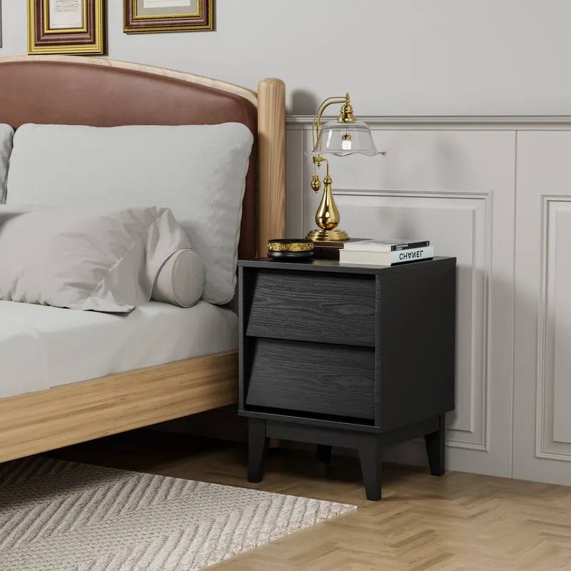 2 Set Nightstands Features Vintage-style and Bevel Design
