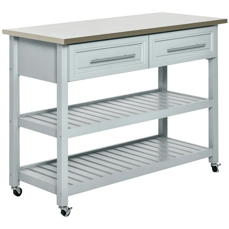 Kitchen Island with Stainless Steel Top