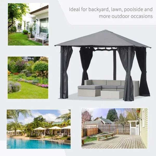 10ft X 10ft Patio Gazebo-Black-AS β photo 4