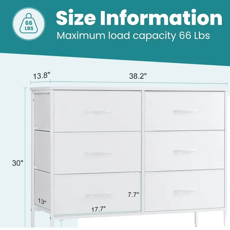 Fabric 6 Drawer Dresser — Bedroom Storage Cabinet — photo 6