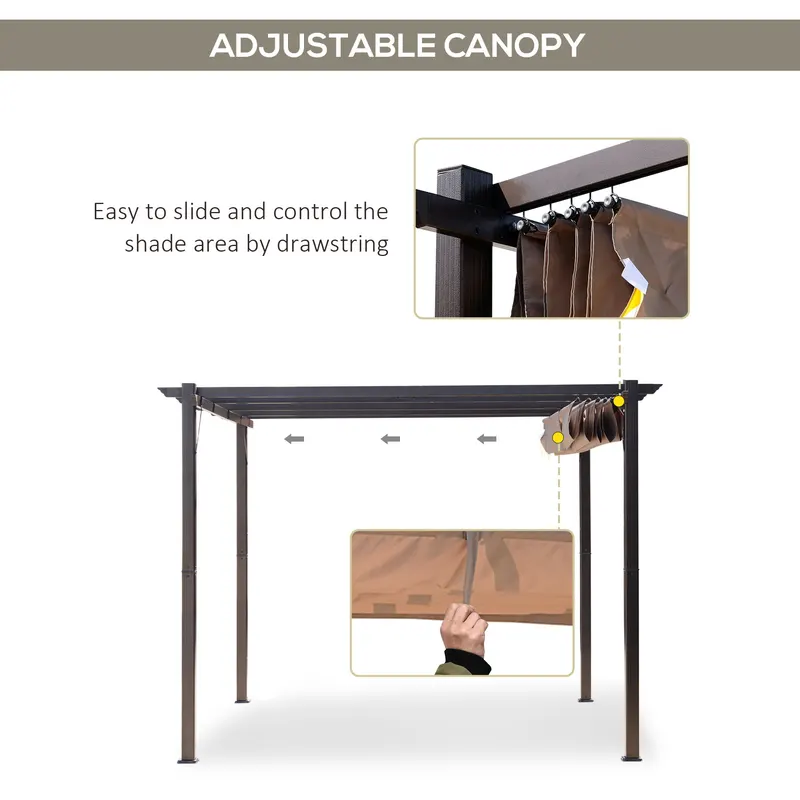 Outdoor Pergola Aluminum Gazebo w/ Retractable Canopy for Patio — photo 8