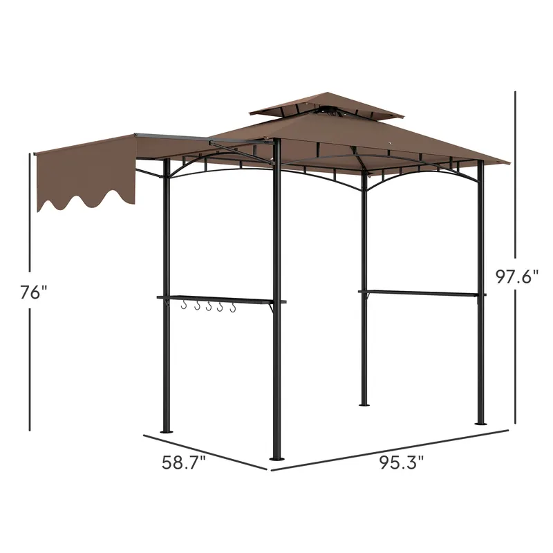 Outdoor Grill Gazebo — Barbecue Gazebo Shelter with Side Awning — photo 3