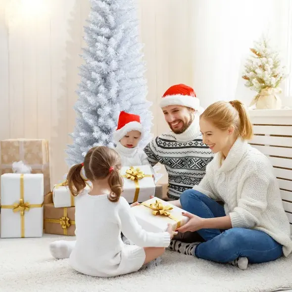6 Feet Unlit Artificial Slim Pencil Christmas Tree with Metal β photo 8