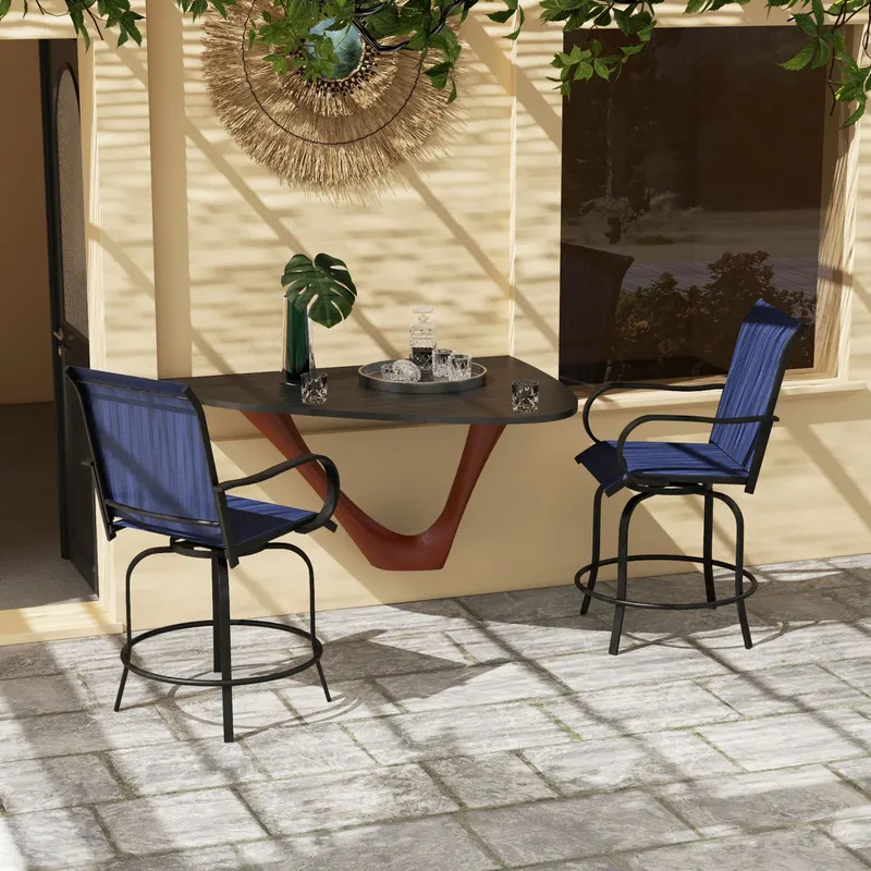 Outdoor Bar Stools Set of 2 — 360° Swivel Bar Height Chairs — photo 6