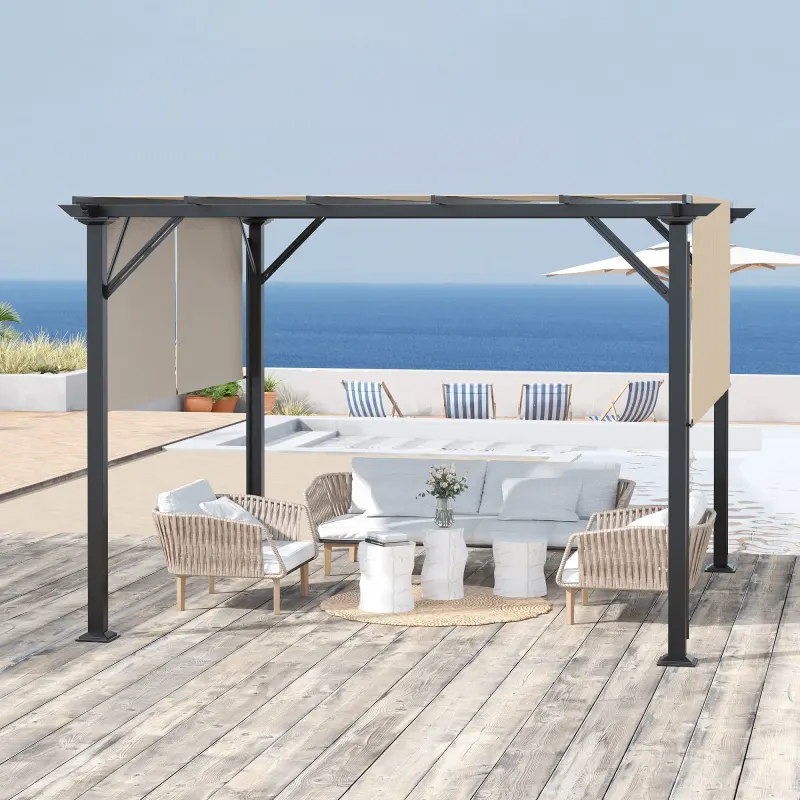 Outdoor Patio Gazebo Pergola with Retractable Canopy Roof — photo 3