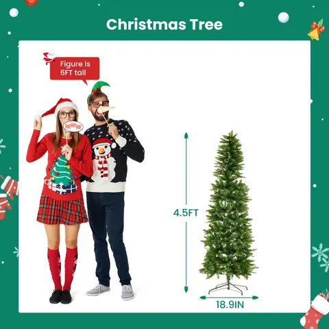 Pencil Christmas Tree — Prelighted Artificial Slim Christmas