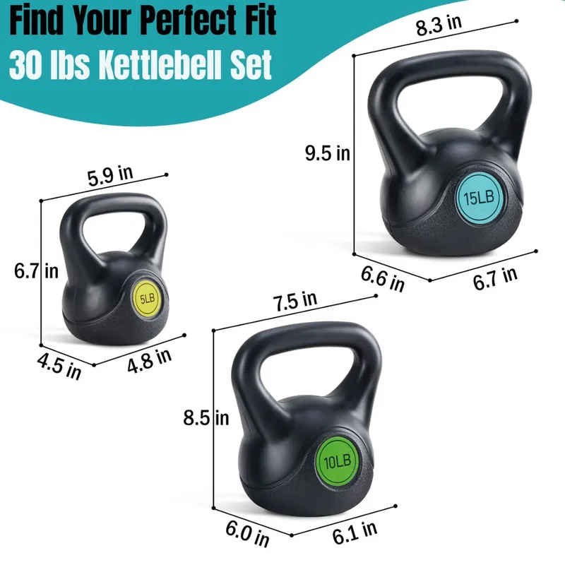 Hard Kettlebell Set — HDPE Coated Concrete Kettlebells — photo 6