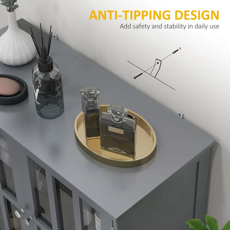 Contemporary Storage Cabinet — Cupboard Buffet Credenza with 2 — photo 8