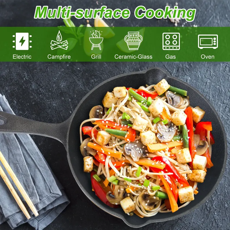 3Pcs Pre-seasoned Cast Iron Skillet Set for Indoor Outdoor 6in — photo 6