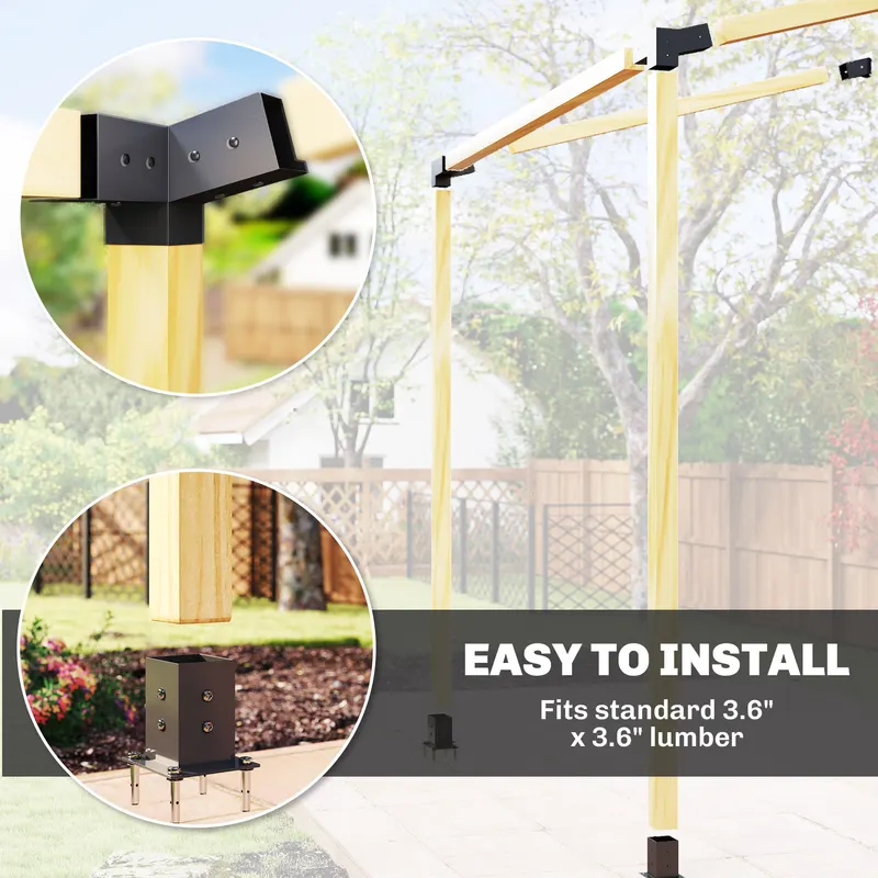 Pergola Kit — 15° Slanted Pergola Bracket Kit with 3-Way — photo 7