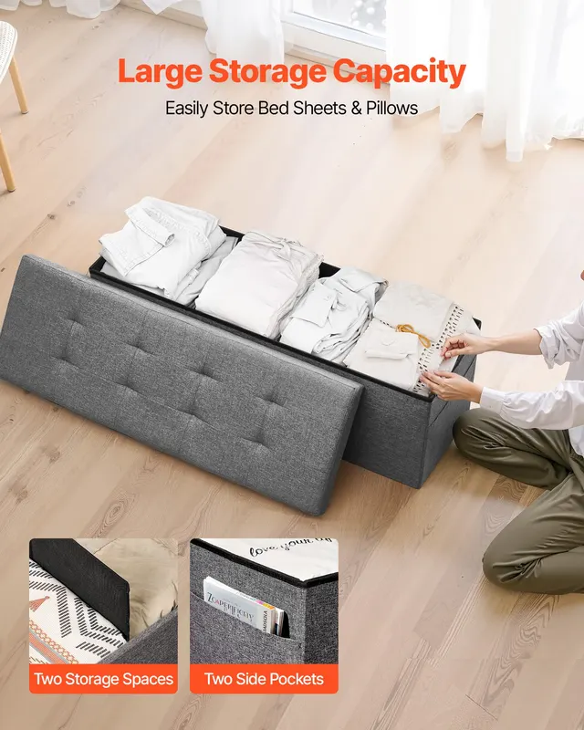 Foldable Storage Ottoman Bench — photo 3