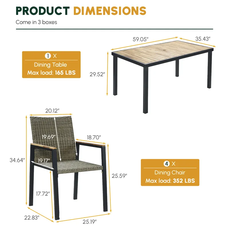 All Weather 7-Piece Patio Dining Table Sets — photo 2