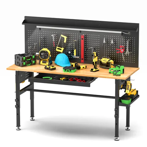 60in Workbench with Drawers — Solid Wood Top